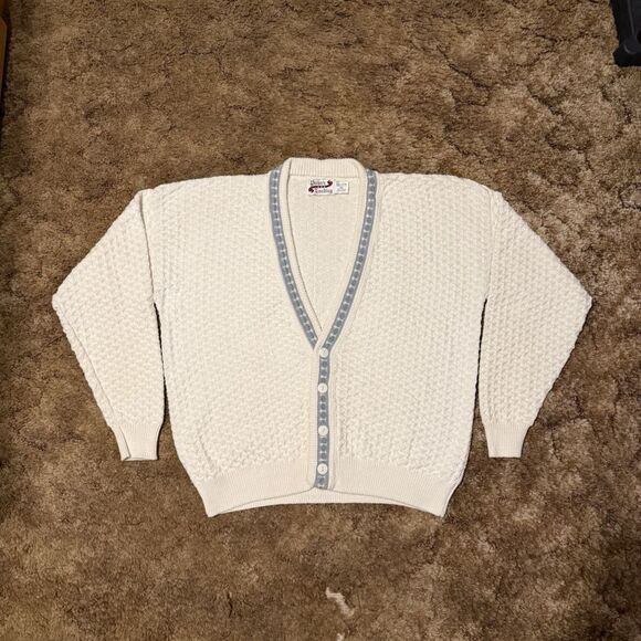 Vintage Penns Landing Retro Grandma Cardigan White XLarge - Picture 1 of 5